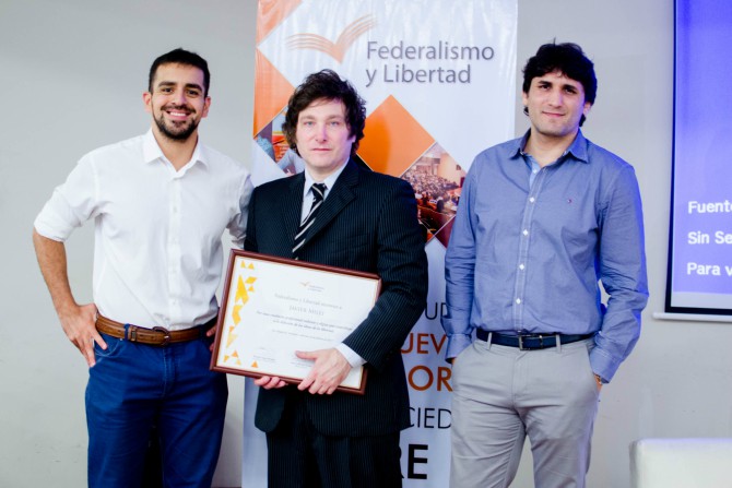 José Guillermo Godoy, pte. Federalismo y Libertad” - Javier Milei, economista -Manuel Guisone, dir. Escuela “Alberto Benegas Lynch