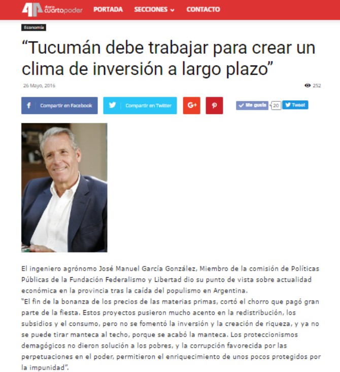“Tucumán debe trabajar para crear un clima de inversión a largo plazo”