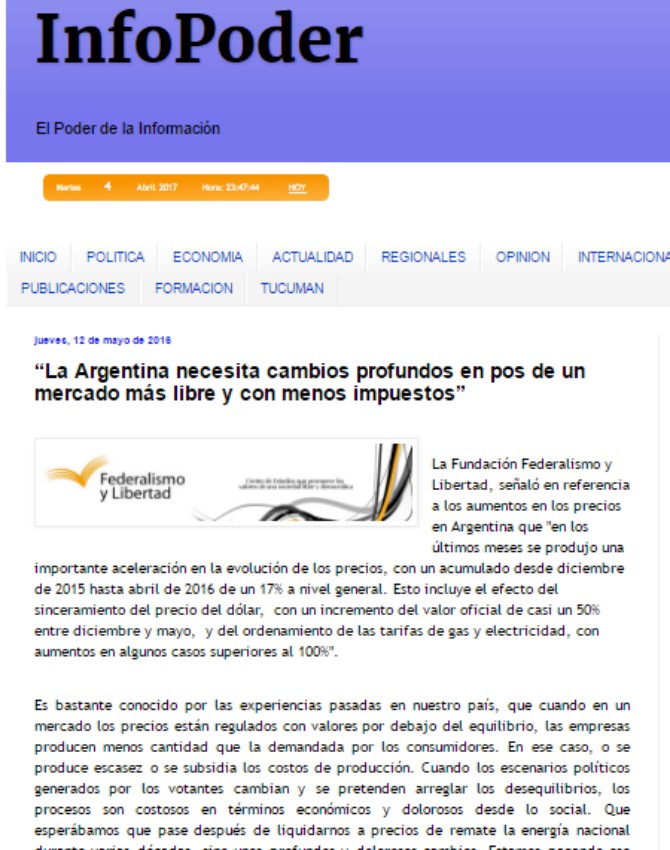 “La Argentina necesita cambios profundos en pos de un mercado más libre y con menos impuestos”