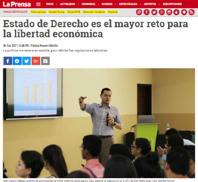 El “estado de Derecho es el mayor reto para la libertad económica”